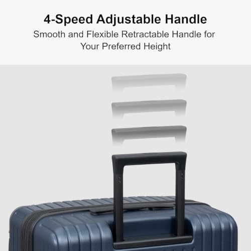 LEVEL8 Checked Luggage Expandable Large Suitcase 28 Inch Hardshell,Blue - color: Blue, size: Checked 28 Inch - Expandable