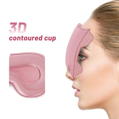 Sleep Mask for Men and Women, Lash Extensions 3D Eye Mask, Pink | Blackout Night Blindfold Eye Cover with Adjustable Strap for Side Sleepers, Breathable, Zero Pressure, Travel Essentials - color: Pink