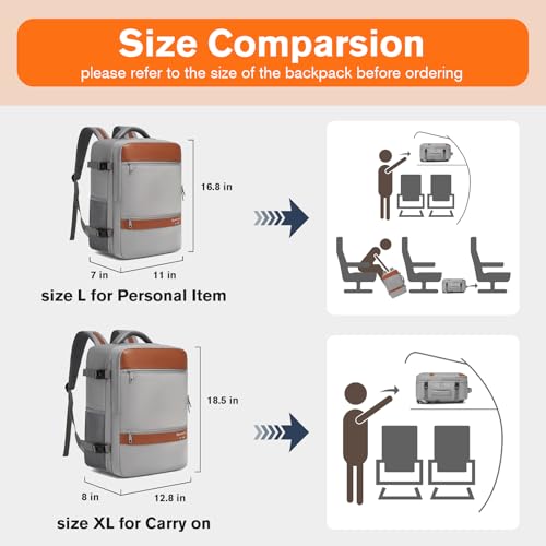 Exquisite Travel Laptop Backpack, Flight Approved Size Carry on Bag (35L) - color: Gray, size: XL (8x12.8x18.5")
