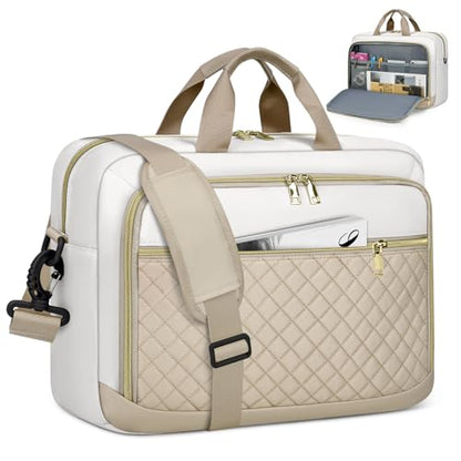 NEWHEY Laptop Bag 17.3 Inch Laptop Briefcase for Women Large Computer Bag - color: Khaki&beige, size: 17 inch