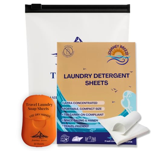 Travel Laundry Detergent Sheets Bundle – 50 Count Hand Wash + 20 Count Hand/Machine Wash Laundry Detergent Sheets for Sink Washing in Hotels, Cruises, Camping & Backpacking - style: Pocket Sheets (50) + Machine Wash Backup Sheets (20)
