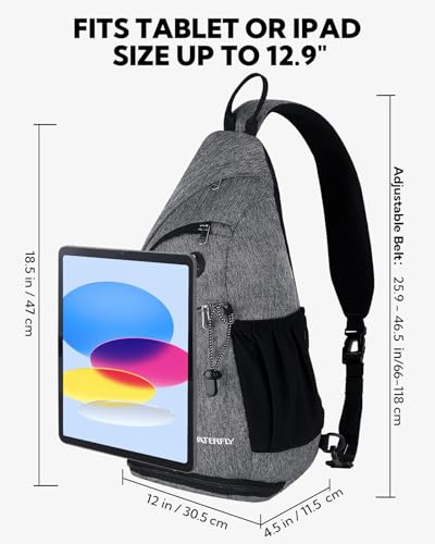 WATERFLY Large Sling Bag Crossbody Backpack Chest Pack for Men Women - color: Grey