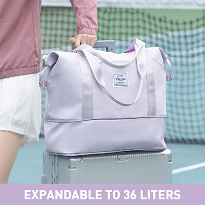 Travel Duffle Bags for Women Overnight Tote Bag Carry On Personal Item - color: A110-purple-expandable, size: X-large
