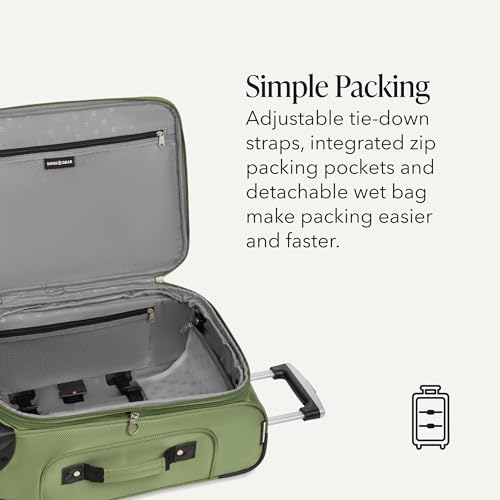 SWISSGEAR Sion Carry-On Spinner Luggage, Softside Expandable, Lightweight Suitcase, Evergreen, 22.75-Inch - color: Evergreen, size: Carry-On