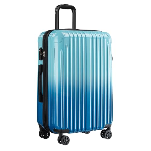 Checked Luggage, Expandable 24 Inch Hard Shell Suitcase with Spinner Wheels TSA Lock, Lightweight Travel Checked Suitcases - color: Sea, size: Checked 24-inch