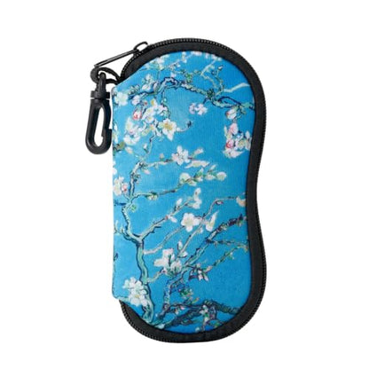 WOZEAH Double Eyeglass Case with 2 Compartments, Travel Eyewear Organizer for Two Pairs of Glasses - color: Almond Blossom2