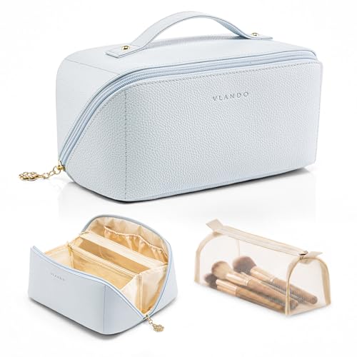VLANDO Makeup Travel Bag,Women Travel Toiletry Case,Carry Handle,Baby Blue - color: 06-Baby Blue