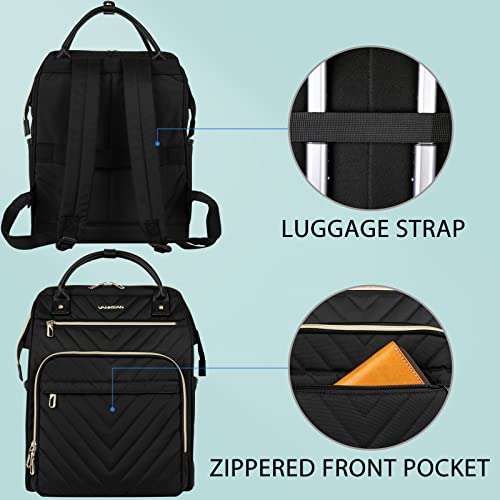VANKEAN 15.6 Inch Laptop Backpack for Women Large Capacity - color: Quilted Black, size: 15.6 Inch