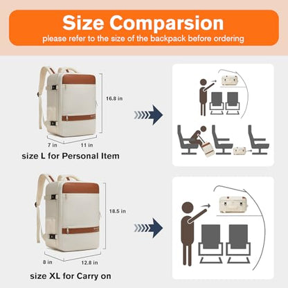 Exquisite Travel Laptop Backpack, Flight Approved Size Carry on Bag (25L) - color: Beige, size: L (7x11x16.8")
