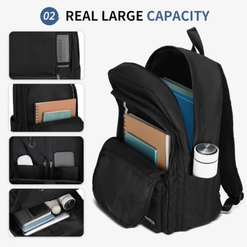 Laptop Backpack for Men & Women 15.6 Inch Office Anti Theft, Black - color: Black