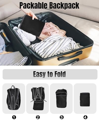 Small Foldable Hiking Backpack for Women Men, 15L Ultralight Collapsible Daypack for Traveling Outdoor Daily, Black - color: Black