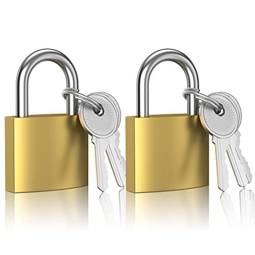 XFJSAK 2 Pcs Small Keyed Padlocks, Locker Lock, Locks with Keys 32mm, Gold, Compact, Hardened Alloy, Securing Luggage, Gym Lockers - color: 2 PCS 32mm Yellow