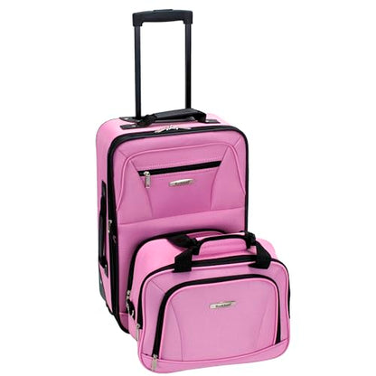 Rockland Fashion Softside 2 Piece Luggage Set, Expandable, (14" Tote/19" Upright), Pink - color: Pink, size: 2 Piece (19"/14" Tote)