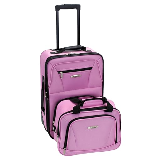 Rockland Fashion Softside 2 Piece Luggage Set, Expandable, (14" Tote/19" Upright), Pink - color: Pink, size: 2 Piece (19"/14" Tote)