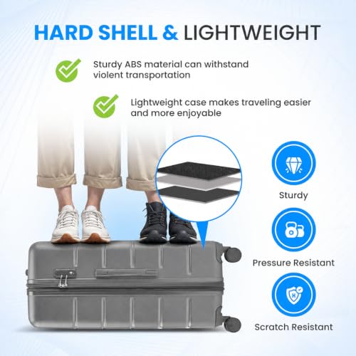 Simple Deluxe 24 Inch Hardside Carry On Luggage with Spinner Wheels - color: Dark Grey, size: 24 inch