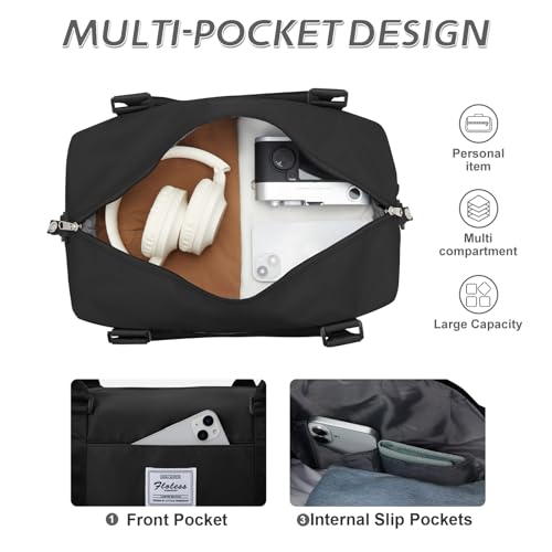 Travel Duffel Weekender Bag Women Tote Carry On Bags With Shoe Compartment - color: A-Black, size: M