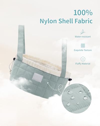 Narwey Lay Flat Drawstring Quilted Makeup Bag, Travel Toiletry Cosmetic Bag - color: B-Quilted Sage Green