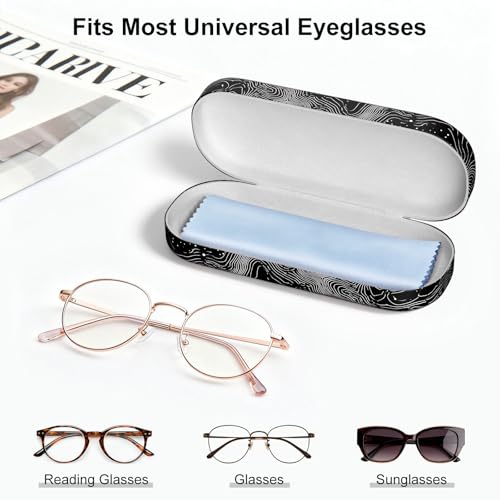 Hard Shell Leather Sunglasses Case,Classic Fashionable Cute Large Glasses Case for Women Men,Sunglass Eyeglasses - color: Map