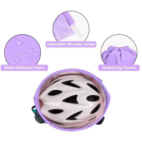 WANDF Drawstring Backpack, Gym String Bag with Shoulder Pad - color: M, Purple, size: Medium