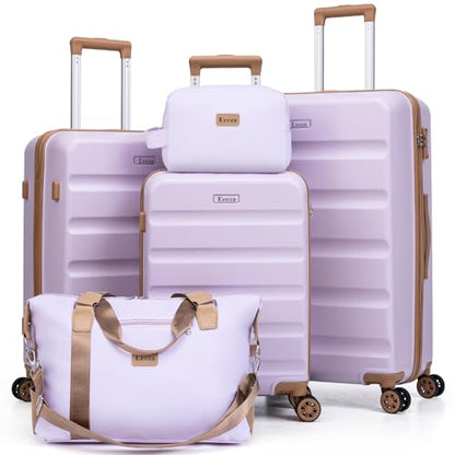 Eeeza Luggage Sets 5 Piece, Lightweight Durable Hardshell 20/24/28" Purple - color: TaroPurple