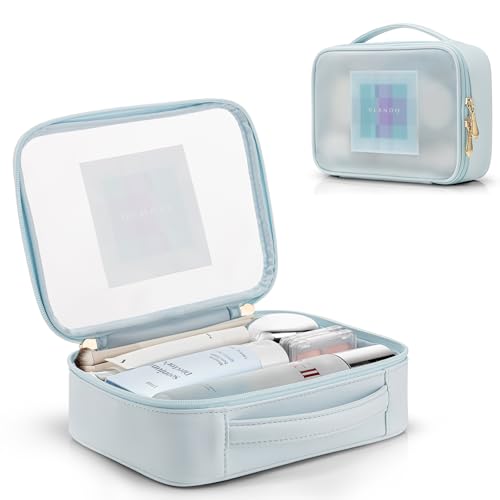 VLANDO Clear Travel Makeup Bag,Toiletry Bag for Women Girl,Blue - color: Large-Clear blue