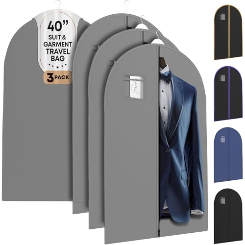 Your Bags Travel Garment Bag, Suit Bag, 40" x 24", Grey (Pack of 3) - color: Grey, size: 3 Pack