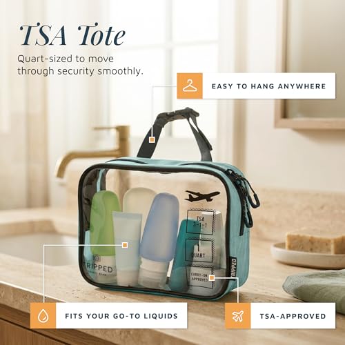 TRIPPED Travel Gear 3-Piece Travel Toiletry Bag Set - color: Dusty Teal Makeup