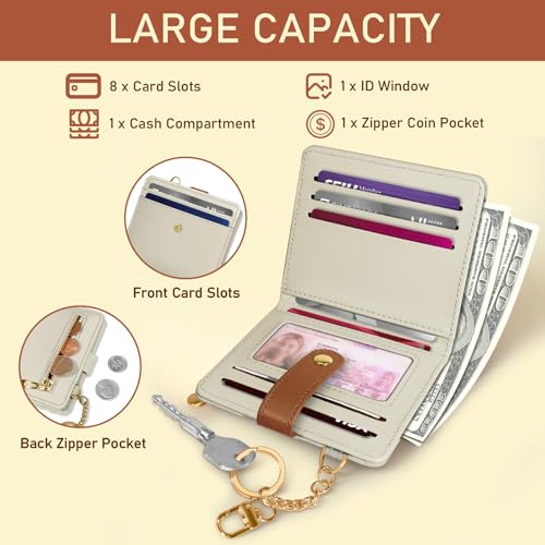 Jogjam Small Ladies Women Wallet, Rfid Slim Thin Compact Credit Card Holder - color: A Beige with Caramel