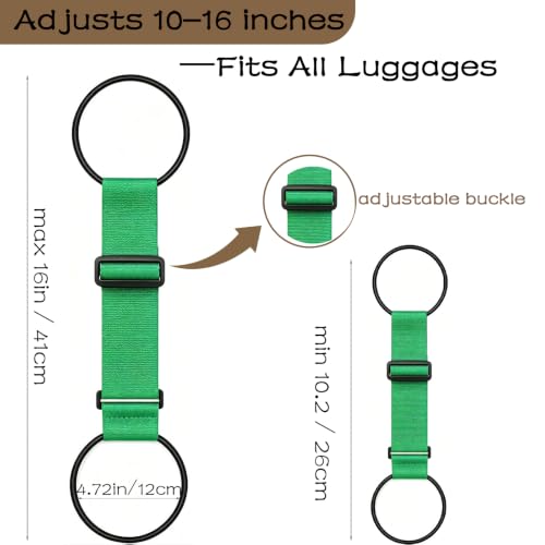 2Pack Adjustable Luggage Straps for Suitcases, Connect Bag to Suitcase (Green) - color: Green