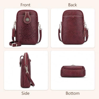 APHISON Small Crossbody Bags for Women, Lightweight Vegan Leather Cell Phone Purse, Cute Purses with Tassels - color: 10-red