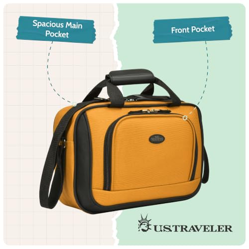 U.S. Traveler Rio 14" Travel Tote Bag, Lightweight 1200D Carry-On Bag for Women & Men - color: Orange, style: Contrast Trim