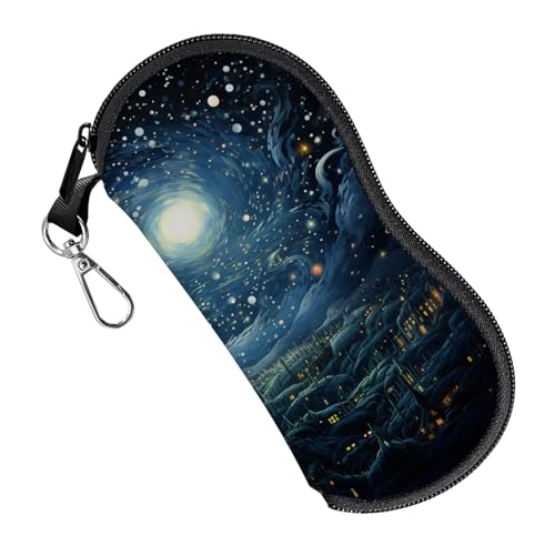 Glasses Case Eyeglass Sunglasses Zipper Soft Neoprene Ultra Light Pouch Metal Belt Clip Aesthetic Women Men - color: E13-blue Sky