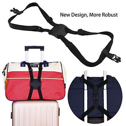 Luggage Straps Bag Bungee, Luggage Straps Suitcase Adjustable Belt, Add a Bag Easy to Travel Suitcase Elastic Strap Belt with Reflective Material (Blue) - color: Blue