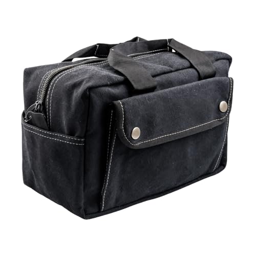 Buyohlic's Canvas All Purpose Duffle Bag Military Style, Water-Resistant, Adjustable Strap, Fully Lined, Double Zipper Closure, heavy Duty (Black) - color: Black