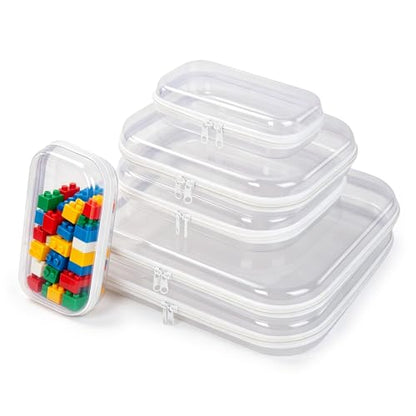 RETON 6 Pcs Clear Hard‑Shell Zipper Case, Plastic Makeup Pouches(2L+2M+2S)