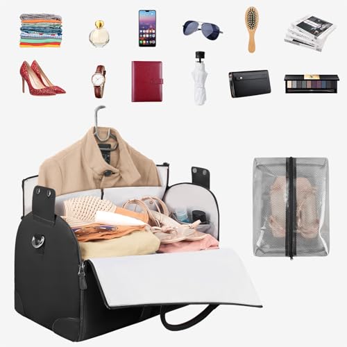 Ytonet Garment Bags for Travel, Convertible Garment Duffle Bags - color: Prue Black, style: Tote