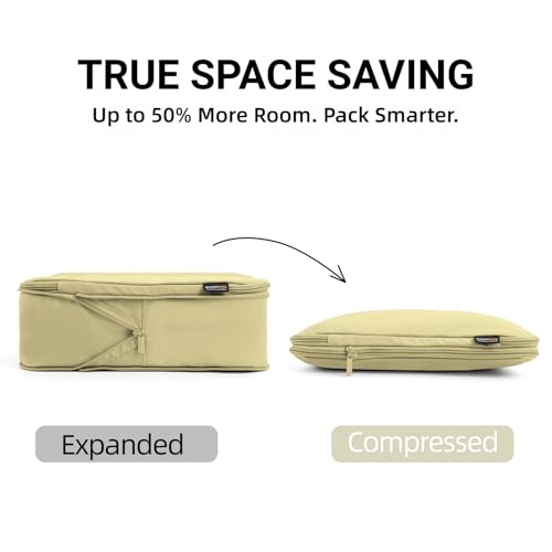 4 Piece Compression Packing Cubes for 3–7 Day Travel, Space Saving Travel Organizers with Breathable Mesh, Double-Zipper Packing Cubes for Carry-On & Suitcases (Yellow) - color: Yellow