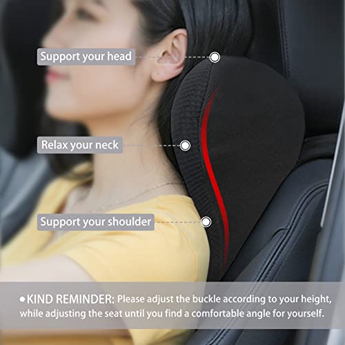 Super Soft Car Headrest Pillow, 100% Memory Foam Travel Car Neck Pillow - color: Pack of 1/Black/Super Soft