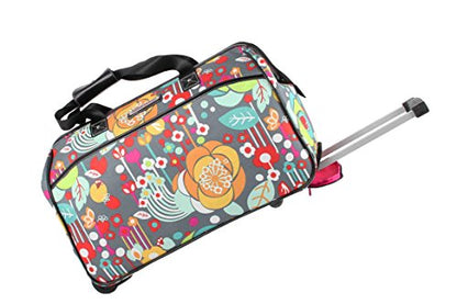 Lily Bloom Pattern 22 Inch Duffel Bag with 2-Rolling Wheels, Weekender Overnight Travel Lightweight Carry-On Suitcase For Women - color: Bliss