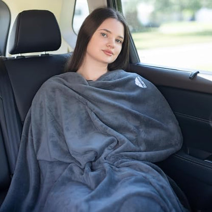 BlueHills Premium Soft 2 Pack Plush Mini Travel Blanket Pillows Combo Gray - color: Gray-2pk-m21