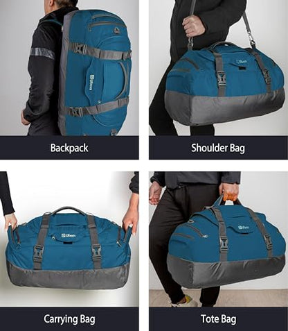Ubon Convertible Duffel Backpack Weekender Gym Bag with Shoe Compartment - color: Dark Teal, size: 80L