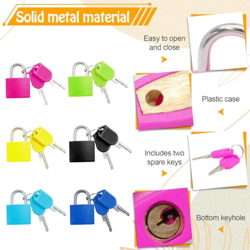 Bonsicoky 6 Pack Suitcase Locks with Keys, Multicolor Padlocks(6 Color B) - color: 6 Colors-B