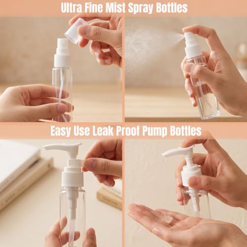 20 Pack Travel Bottles for Toiletries with Pill Case - color: Multi Color a
