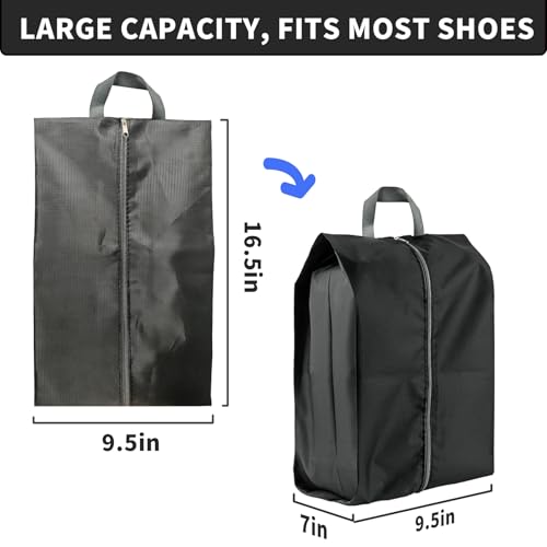 2 Pack Shoe Bags, Reusable Waterproof Shoe Bag for Travel, Gym, Sneaker Storage, Packing in Suitcase (2, Black) - color: Black
