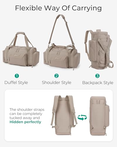 BAGSMART 4-IN-1 Gym Bag for Women Men, TSA Duffle Bag for Travel - color: C-Light tan
