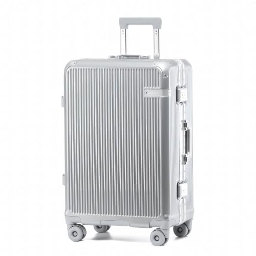 22 Inch Zipperless Checked In Luggage with Aluminum Frame, Silver - color: Silver, size: Checked in 22inch