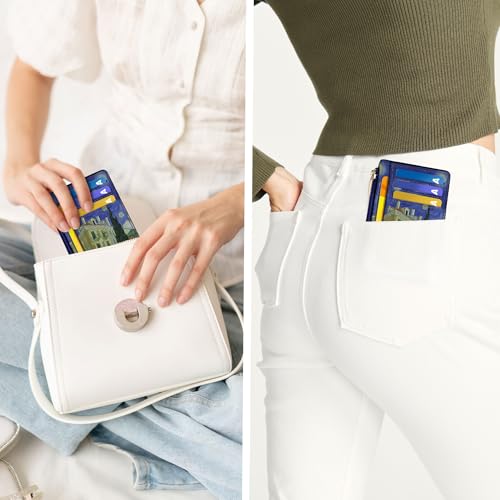 Tipmile Womens Credit Card Holder Wallet, Small Slim RFID Blocking Sleeve - color: Oil Painting