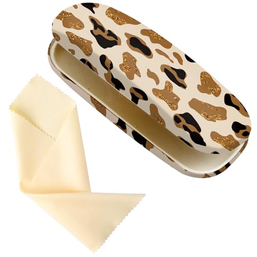 Glasses Case Hard Shell,Portable Protective Eyeglasses Case, Eyeglass Holder Box with Cleaning Cloth, for men women - color: Leopard Print 2