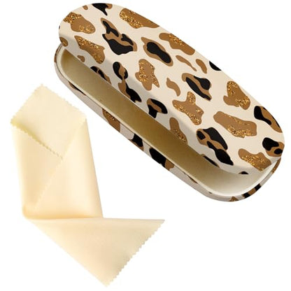 Glasses Case Hard Shell,Portable Protective Eyeglasses Case, Eyeglass Holder Box with Cleaning Cloth, for men women - color: Leopard Print 2