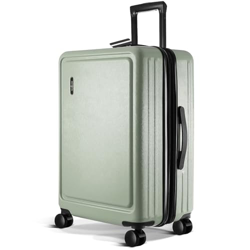 TRAVELARIM 24 Inch Checked Luggage with Spinner Wheels, Medium Suitcase - color: Sage Green, size: Medium 24-Inch Checked